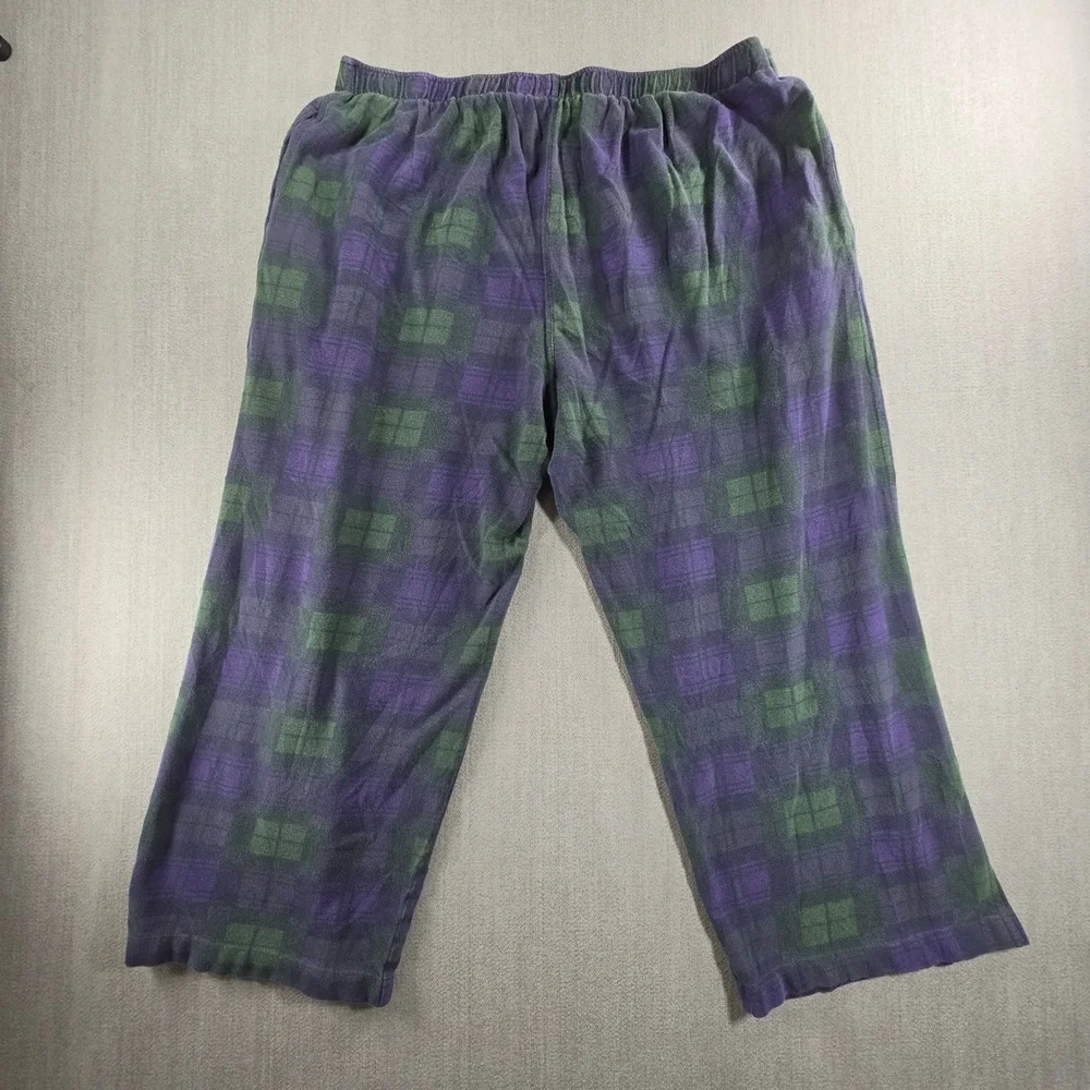 Polo Ralph Lauren Pajama Pants Mens L Purple Green Plaid Cotton Lounge Sleepwear